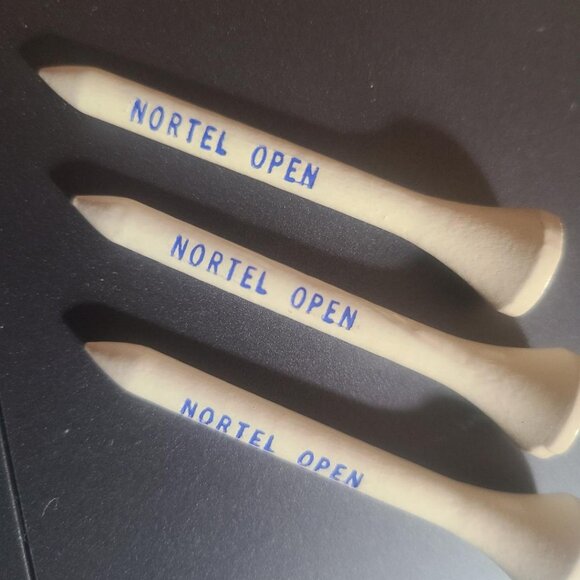 Nortel Open Vintage 1990's Golf Tees Set (3) - Northern Telecom Golfing Golfer - Picture 1 of 4